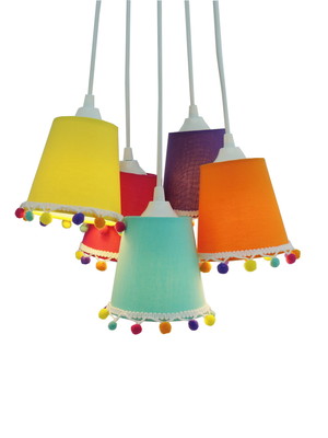 Lustre pendente infantil cacho pompom colors