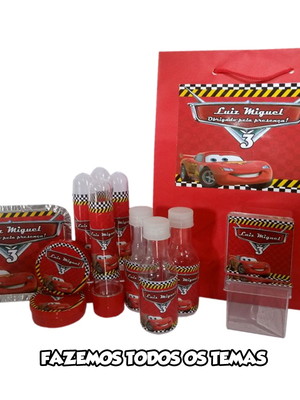 Kit festa infantil personalizada tema carros kit c/180un