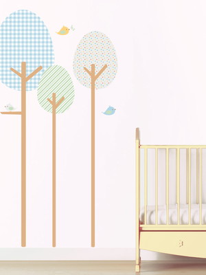 Adesivo de parede floral infantil - árvore fofura menino