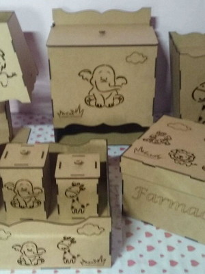 Kit higiene bebê mdf cru 8 peças