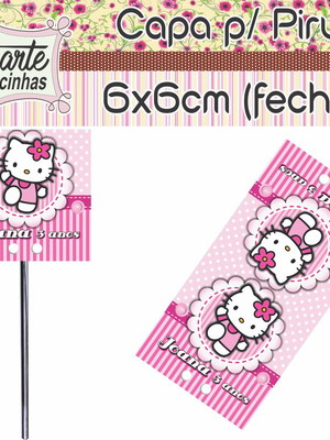 Capa para pirulito hello kitty