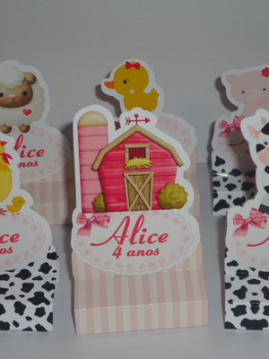 Porta bis duplo 3d fazendinha rosa