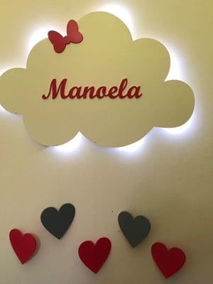 Nuvem luminosa arandela led mdf quarto de bebe
