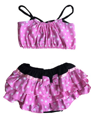Conjunto passeio 2 peças: calcinha + top minnie rosa
