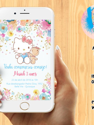 Convite digital - hello kitty vários temas