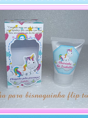Bisnaga flip top com rótulo e caixa