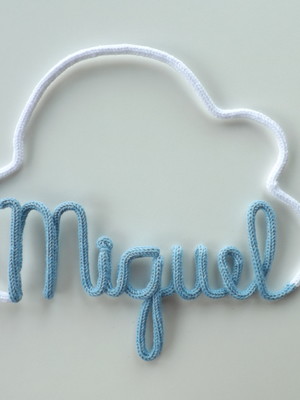 Nome miguel em tricotin com nuvem