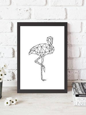 Poster com moldura flamingo geométrico