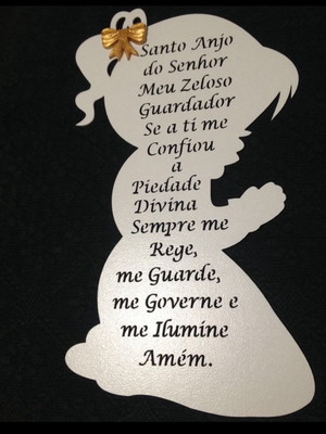 Silhueta menino menina com oração santo anjo do senhor