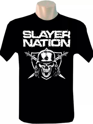 Camiseta masculina adulto slayer nation bandas rock