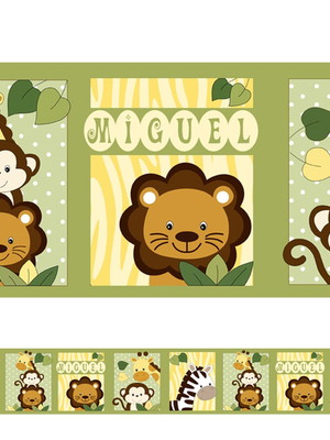 Faixa infantil safari com nome- 100x15cm