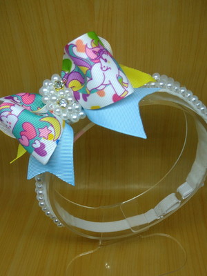 Tiara faixa regulável unicórnio candy colors chuva de amor