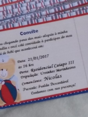 Convite ursinho marinheiro