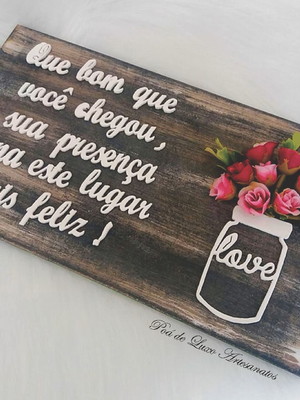 Plaquinha decorativa enfeite de porta bem vindos