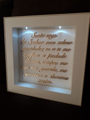 Quadro oração santo anjo com led