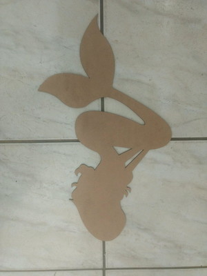 Pequena sereia em mdf 25cm