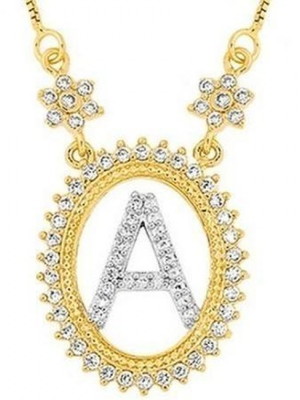 Gargantilha inicial cravejada, banhado a ouro 18k