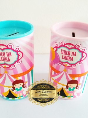 Cofrinho personalizado circo rosa