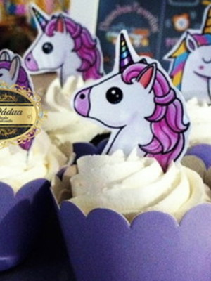 Toppers para cupcake unicórnio
