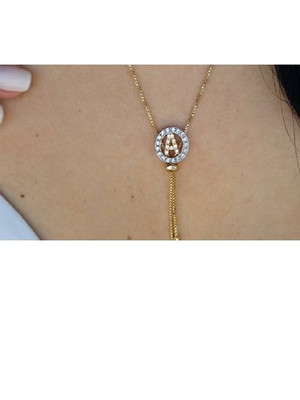 Corrente gravatinha inicial, folheada a ouro 18k