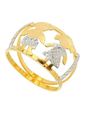 Anel filhos(as), casal, folheado a ouro 18k