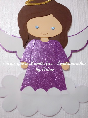 1 anjinho menina de eva 45cm alt x 35cm lar roupa glitter
