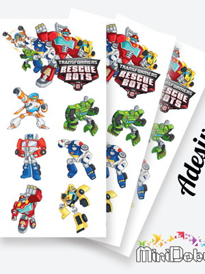 Cartela de adesivos transformers rescue bots