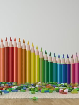 Adesivo de parede infantil lapis de cor onda colorida