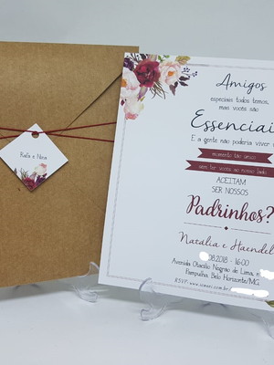 Convite de padrinho marsala