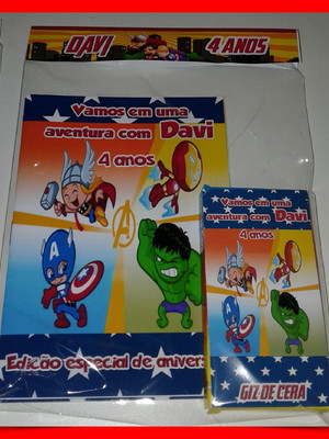 Kit p/ colorir+giz - os vingadores pq