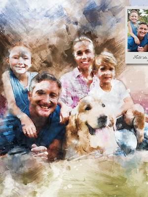 Aquarela familia - efeito digital