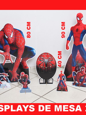 Totem homem aranha de chão e displays de mesa