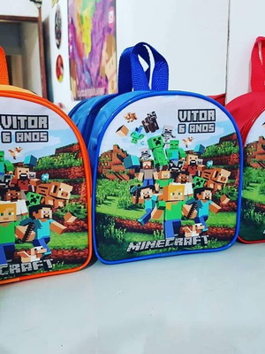 Bolsinha mochila m 19x23 minecraft