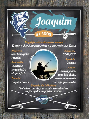 Chalkboard adulto pescador impresso 50 x 68 cm