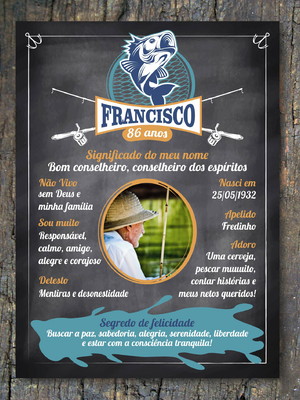 Chalkboard adulto pescador impresso 50 x 68 cm