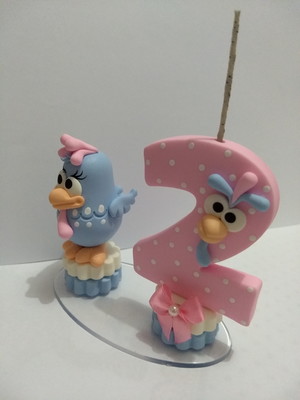 Vela galinha pintadinha candy color rosa