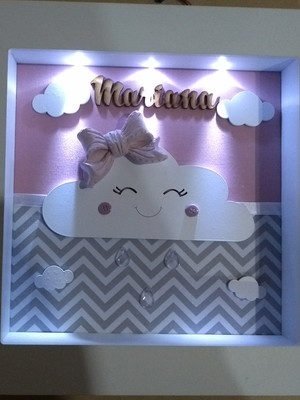 Nicho nuvem chevron com rosa