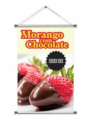 Banner pronto para morango com chocolate editável p/ negocio