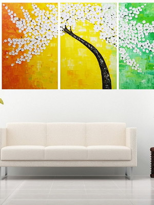 Cj quadro pintura tela abstrato moderno 90x180cm