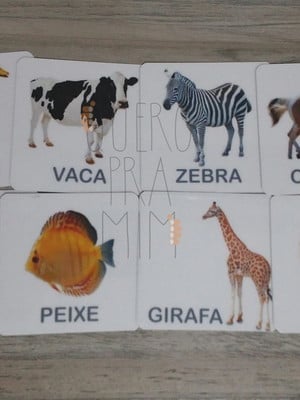 Kit 18 flashcards animais para pareamento montessori