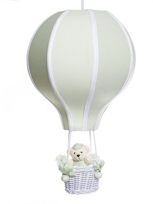 Pendente lustre balão gg verde com ursinho bebê infantil