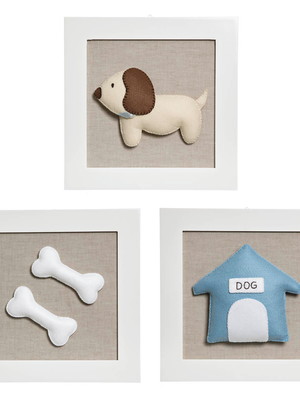 Trio quadrinhos decorados quarto bebê infantil casa cachorro