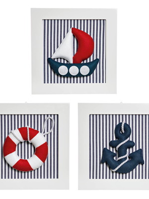 Trio quadrinhos decorados quarto bebê infantil marinheiro