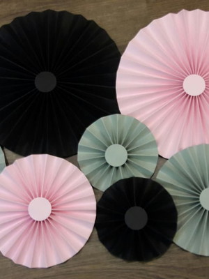 Kit com 9 leques circular roseta