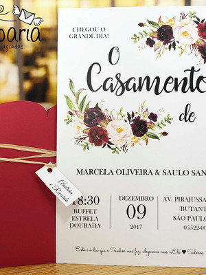 Convite marsala com luva