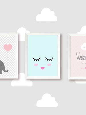 Quadrinhos bebê menina cílios elefante nuvem nome