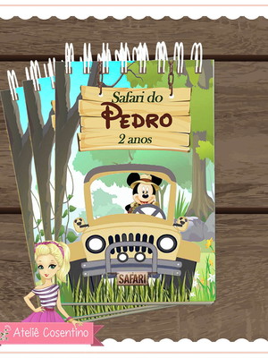 Bloco wire-o 40fls - mickey safari