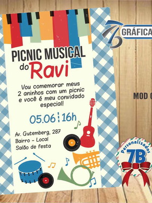 Convite picnic musical - digital