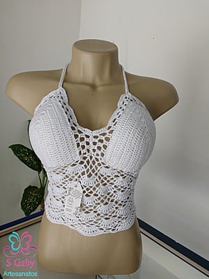 Top cropped de croche - com bojo