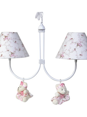 Lustre luminária ursa ursinha rosa pendente bebê infantil